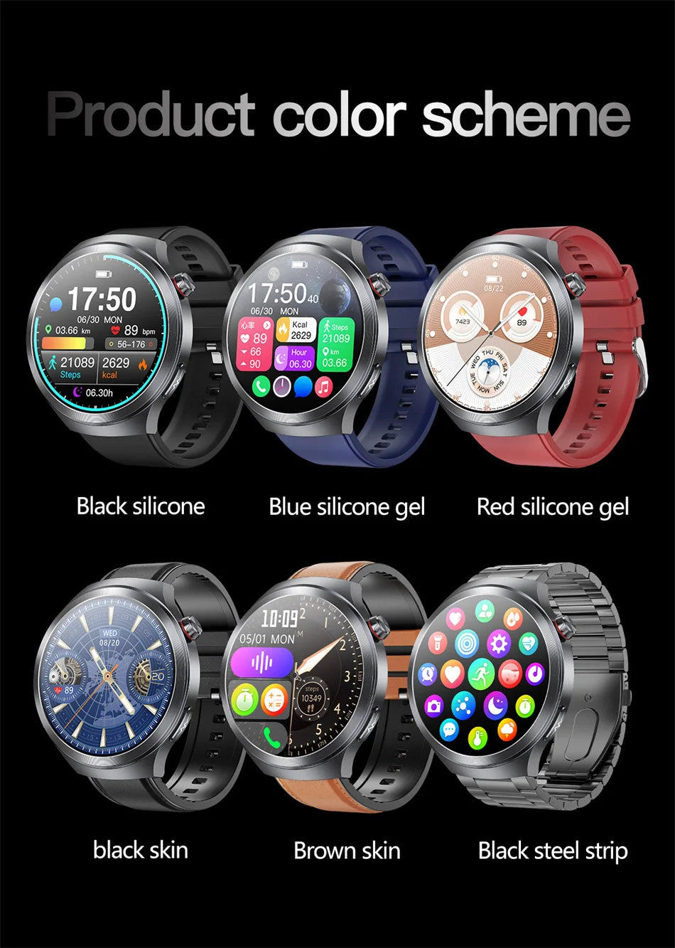 New 1.73" Sapphire Glass Uric Acid Blood Fat Health Trackr SmartWatch Blood Pressure ECG+PPG Clock Body Analysis Smartwatchs Men