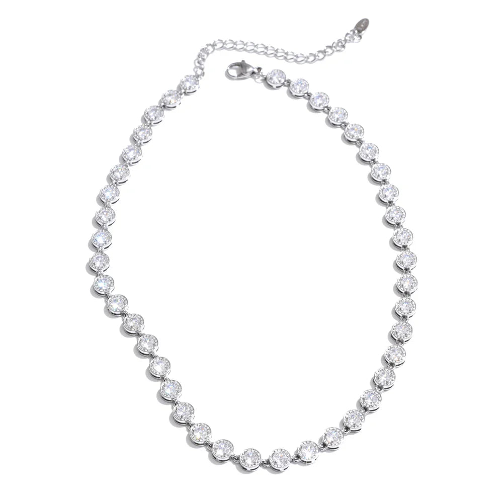 Yhpup Popular Shiny Cubic Zirconia Chain Luxury Necklace Bracelet Bangle Gold Color Platinum Plated Temperament Jewelry New