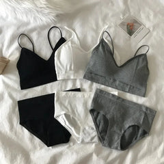 Women's Sports Bra Set Underwear Bra Korean Style Push Up No Steel Ring Bra