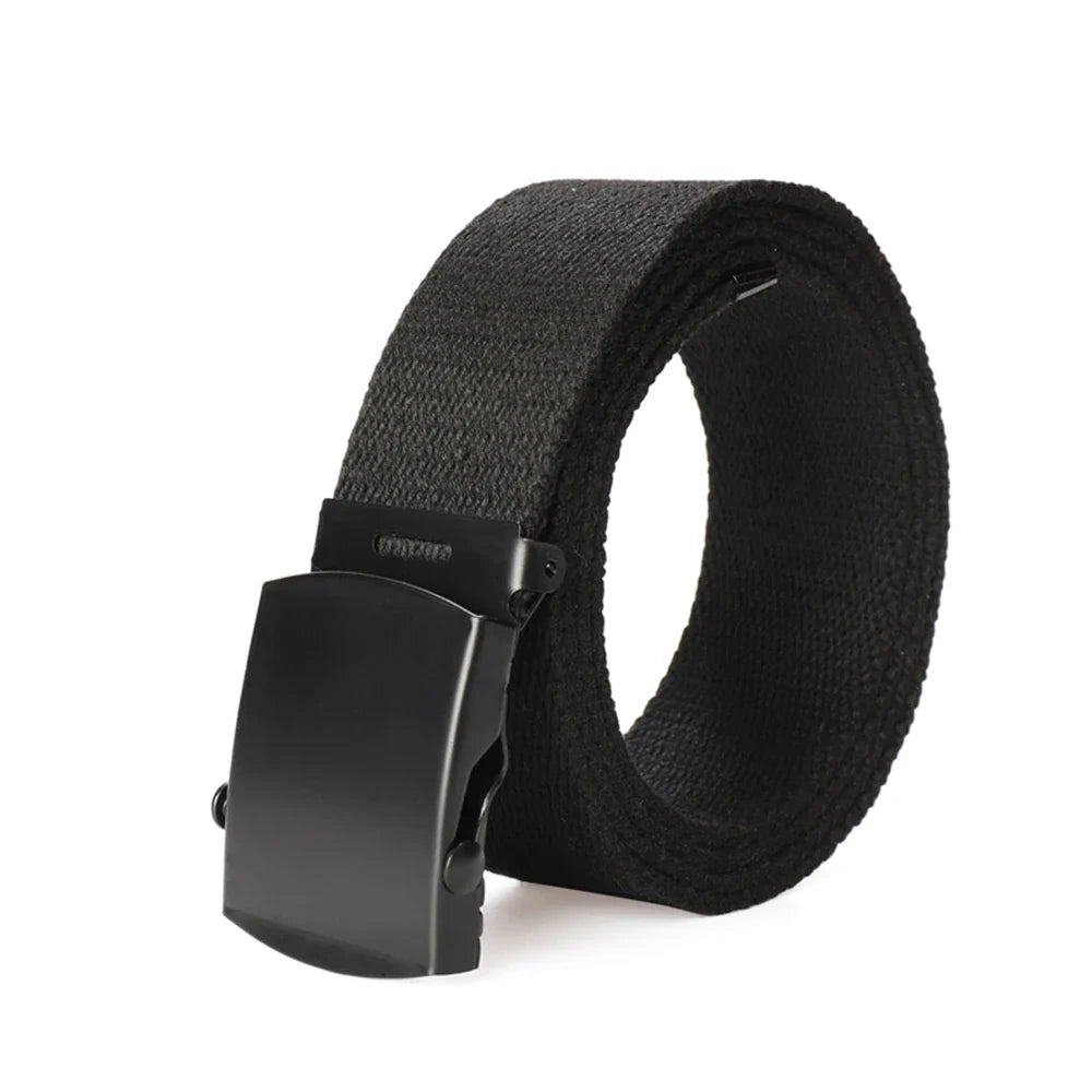 New Unisex Automatic Buckle Fashion Nylon Belt Classic Popular Casual Light Practical Woven Smooth Women Men Canvas Belt 3.8cm
