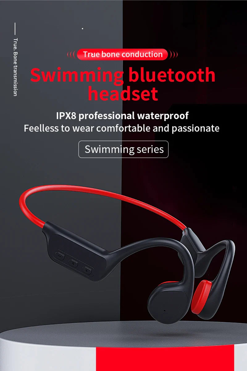 POLVCDG Bone Conduction Headset IPX8 32GB Bluetooth 5.3 Wireless Swimming Headset with Microphone Waterproof Exercise Fitness