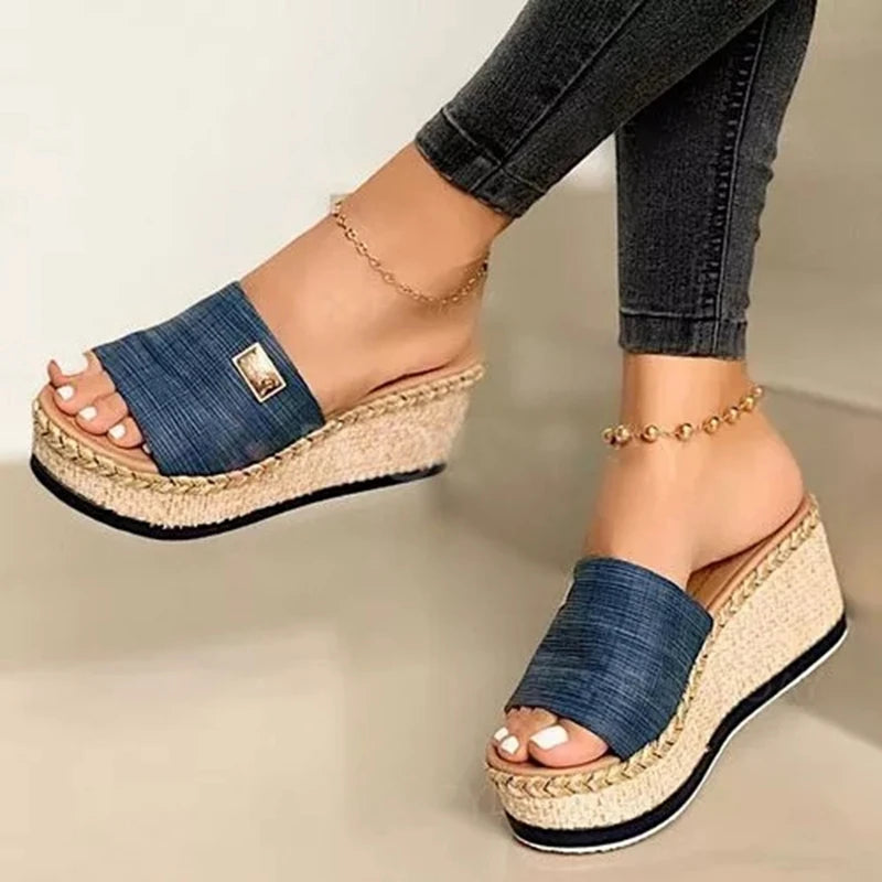Summer Women Wedge Sandals Shoes Ladies High Heels Thick Sole Open Toe Slippers Casual Female Outdoor Beach Shoes Flip Flop