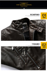 leather men plus fleece autumn and winter leather jacket wash men's coat