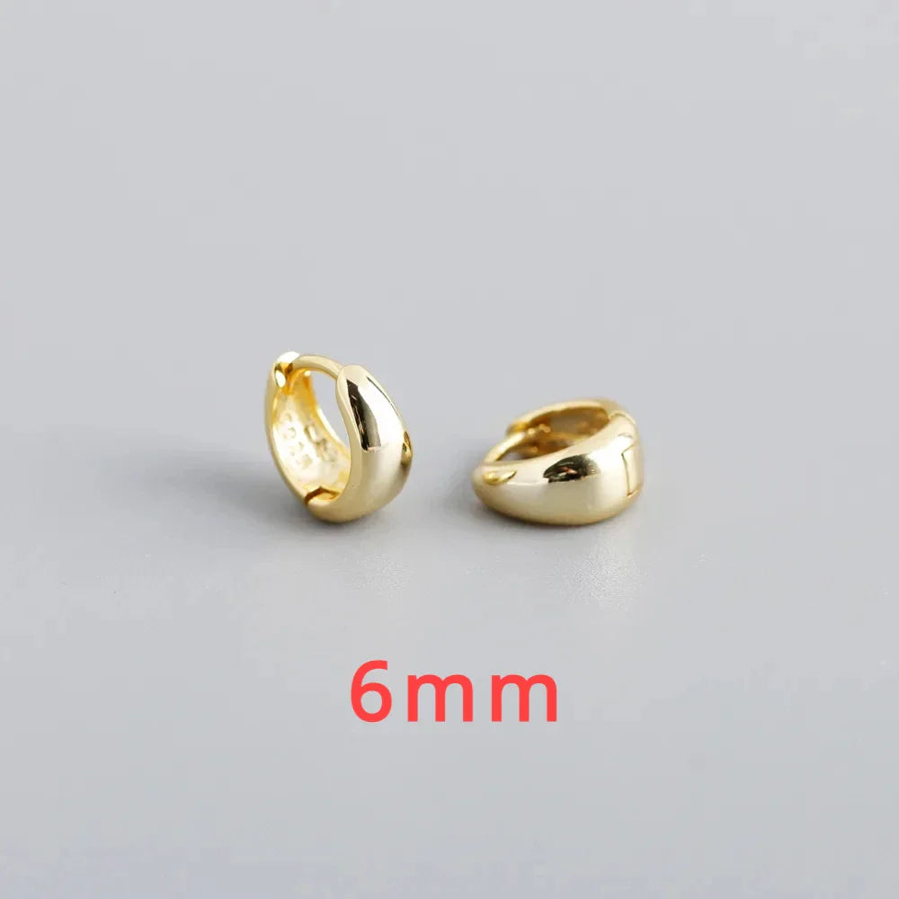 INZATT 100% 925 Sterling Silver 18K 6/7/8/9/10mm Round Hoop Earrings for Women Classic Fine Jewelry Minimalist Accessories