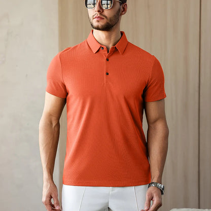 New Men's Business Casual Short Sleeved Shirt Solid Color Polo Shirt Fashionable Breathable Comfortable Versatile Top