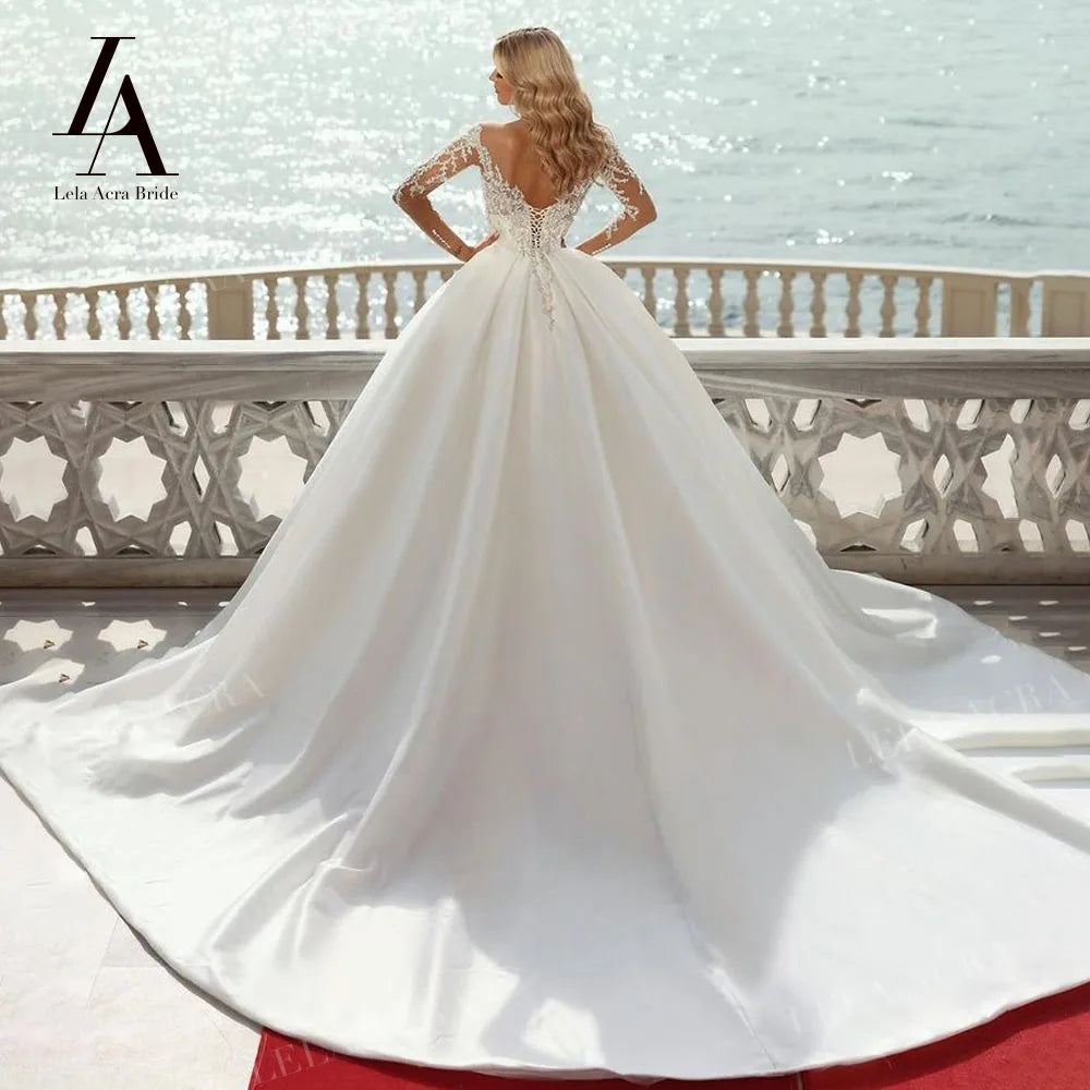 White Bridesmaid Dresses: Wedding Dress Beaded Satin Ball Gown Elegant Princess