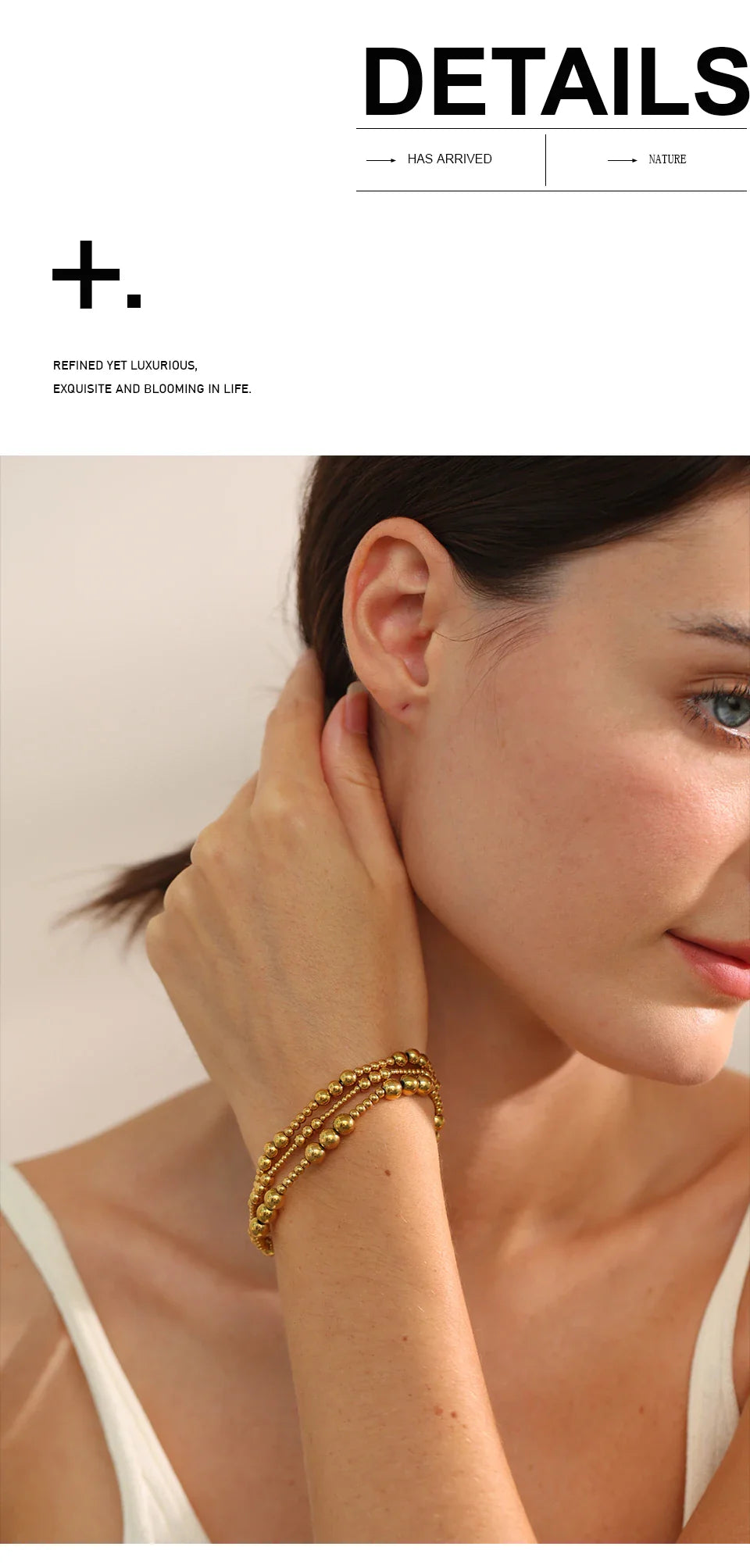 Yhpup 3/4/5/6 MM Stainless Steel Beads Daily Handmade Elastic Bracelet Bangle Waterproof Wrist Wholesale Gold Color Jewelry Men