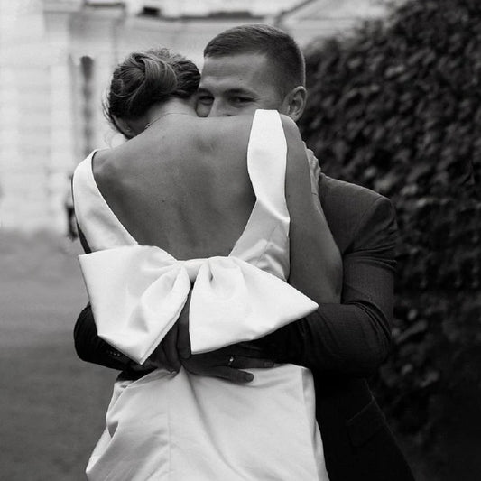 White Bridesmaid Dresses: Wedding Dresses Boho Large Bow V Neck