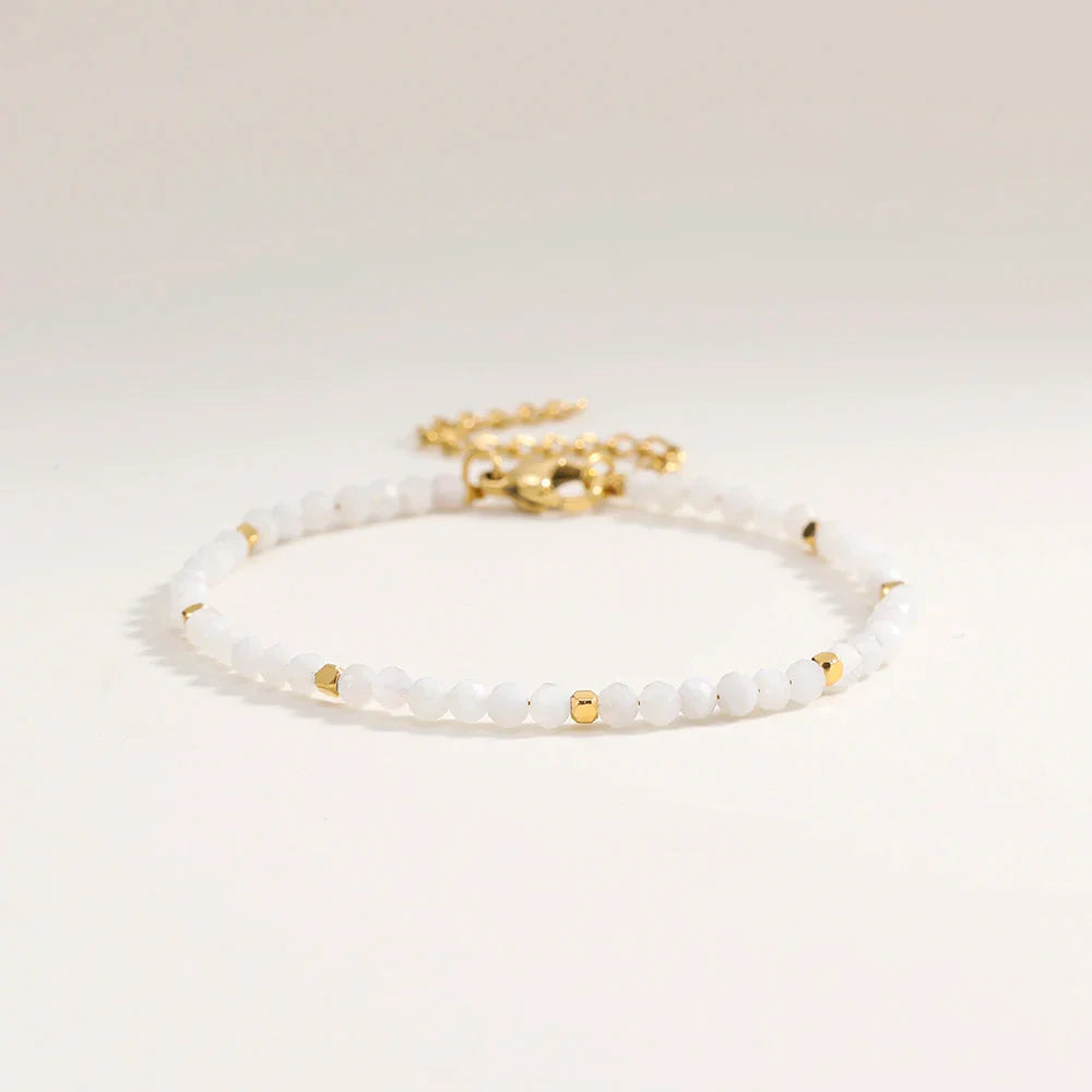 3mm Faceted African Turquoise Nature Stone Beaded Bracelet For Women With 18k gold plated Stainless Steel Square Beads Jewelry