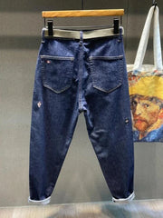 Man Cowboy Pants Embroidery Men's Jeans Cropped Harem Trousers