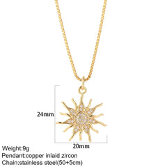 Heart Evil Blue Eye Sun Necklace for Women Cute Dog Bee Elephant Gold Color Pendant