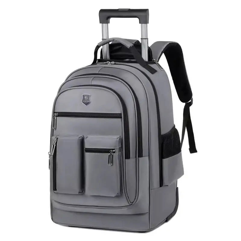 Large Capacity Travel Backpack With Wheels Hidden Pull Rod Waterproof Carry On Luggage Weekend Travel Bag For Men Business Trip