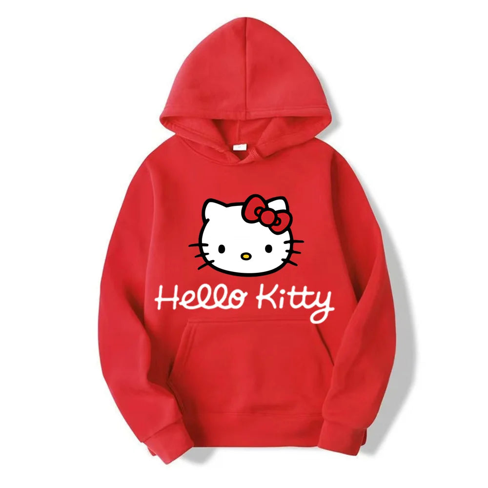 Hello Kitty Anime Hoodie Casual Sweatshirt Boys Fleece Pullover Y2k Sudadera