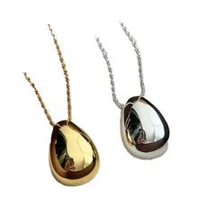 Bilandi Fashion Jewelry Simple Delicate Design Smooth Metal Teardrop Pendant Necklace