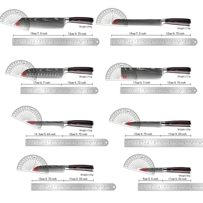 Professional Kitchen Knife Set 1-9PCS, Sharp Chef Knife Santoku Knife Fruit knife