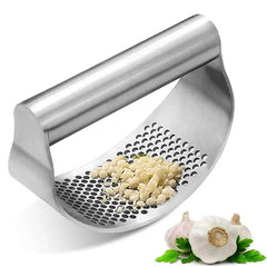 Multi-function Manual Garlic Press Curved Garlic Grinding Slicer Chopper Stainless Steel