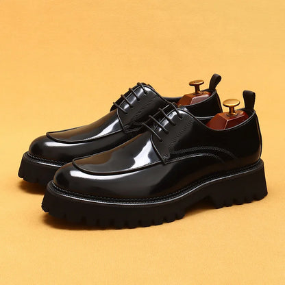 Fashion Patent Leather Men's Formal Shoes Comfortable Platform Luxury Genuine Leather New Elegant Man Wedding Social Derby Shoes