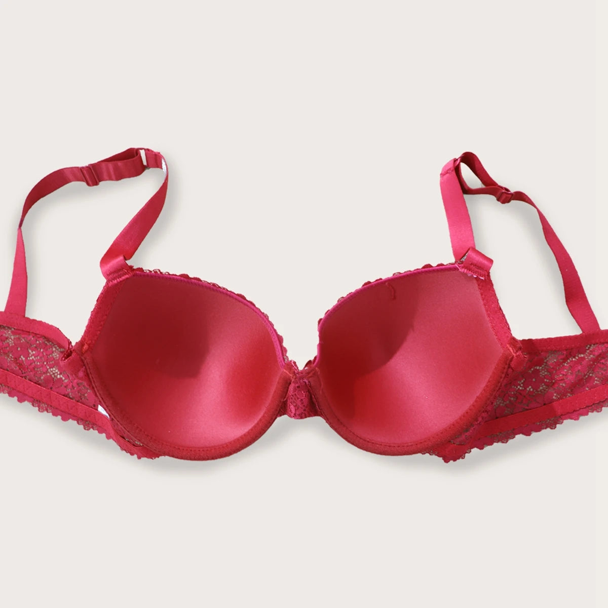 Shine Letter Straps Push Up Bra Comfy Breathable Floral Lace Everyday Bra