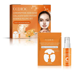 Korean Collagen Essence Facial Kit Collagen Face Patches VC Essence Spray Anti-Aging Instant Moisturizing Firming Skin Care