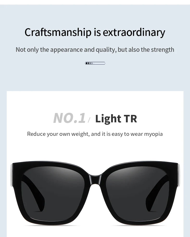 Women Polarized Sunglasses Men UV400 Night Vision Sun Glasses TR90 Big Eyeglasses Frame Driving Beach Anti Glare Shade Eyewear