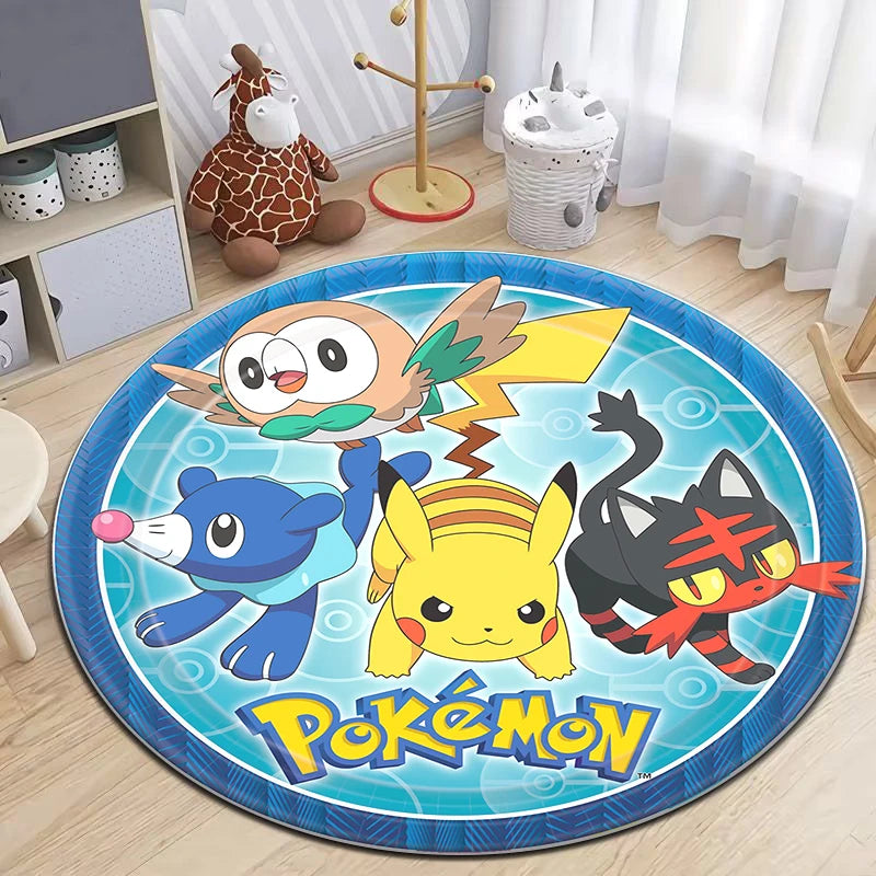 Pokemon Cartoon HD Printed Round Carpet Dropshipping Rug for Living Room Area Rug