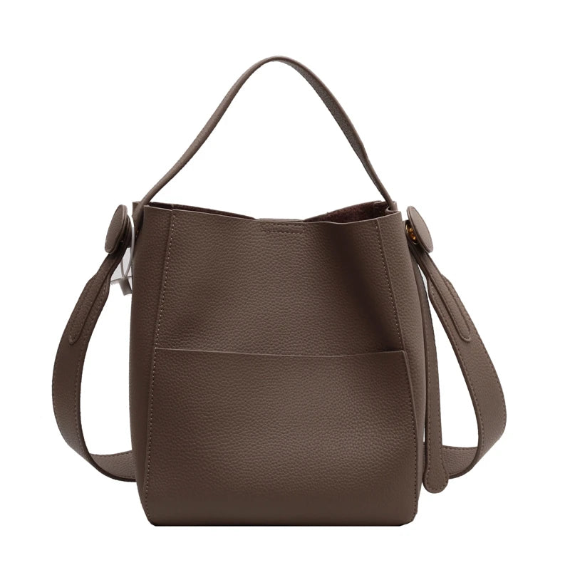 Wide Strap Message Handbag Women Shoulder Bags Leather Soft Casual