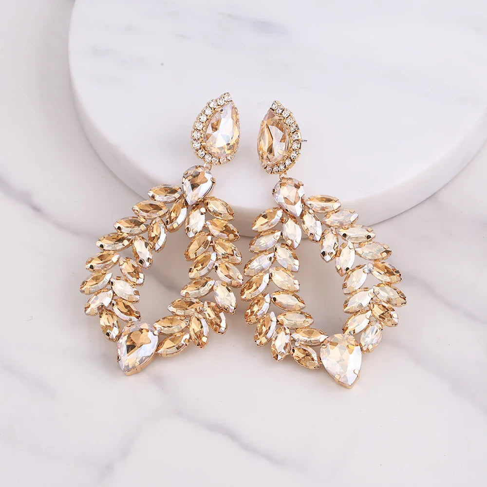 New Crystal Dangle Earrings For Women Rhinestone Earrings Weddings Ladies Party Fashion Jewelry Accessories Wholesale Gifts