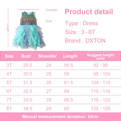 Kids Mermaid Print Dress Girls Summer Sleeveless Frocks Girl Birthday Party