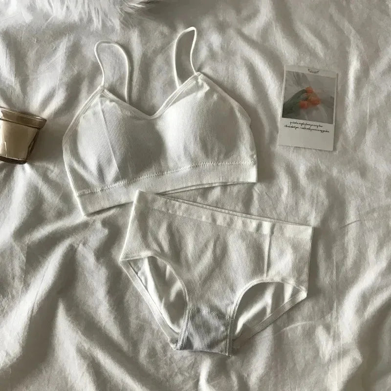 Women's Sports Bra Set Underwear Bra Korean Style Push Up No Steel Ring Bra