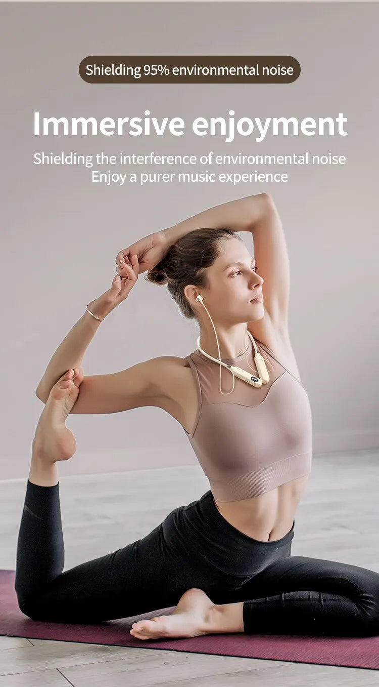 BT-12 Wireless Bluetooth Earphones Headphones Neckband Outdoor Sports Headset with Display Button Control Earbuds for Music