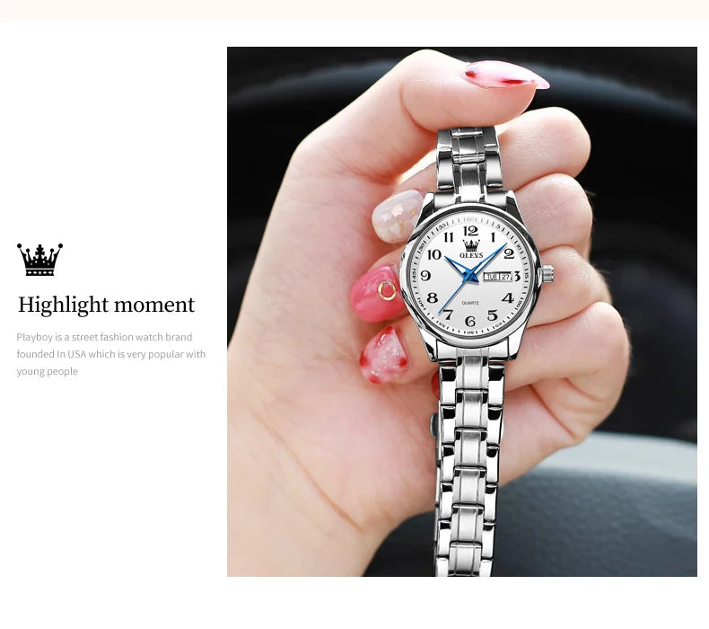 OLEVS 5567 Women's Watch Original Luxury Brand Stainless Steel Waterproof Quartz Women's Watch Elegant Date Zhou Women's watches