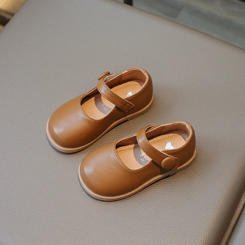 Black School Girl Leather Shoes Solid Color Autumn Versatile Kids Mary