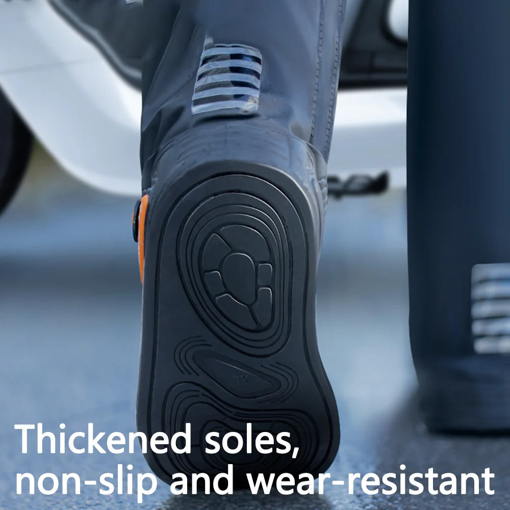 New Upgrade Rain Boot Shoe Cover Waterproof with Reflector High Top Clear Shoes Dust Covers Motorcycle Bike Rain Cover Snowproof