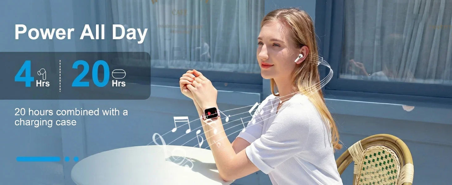 Wireless Bluetooth Earbuds HiFi Stereo Sound Smart Touch Control HD Call Low Latency for Gaming Sports Workouts