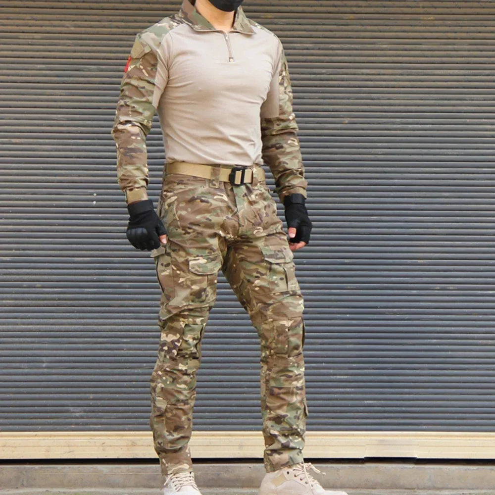 Camo Tactical Uniform Airsoft Ripstop Suit Multi Pocket Suits Hunting Pants Men Trainning Shirts Airsoft Paintball Clothes Sets