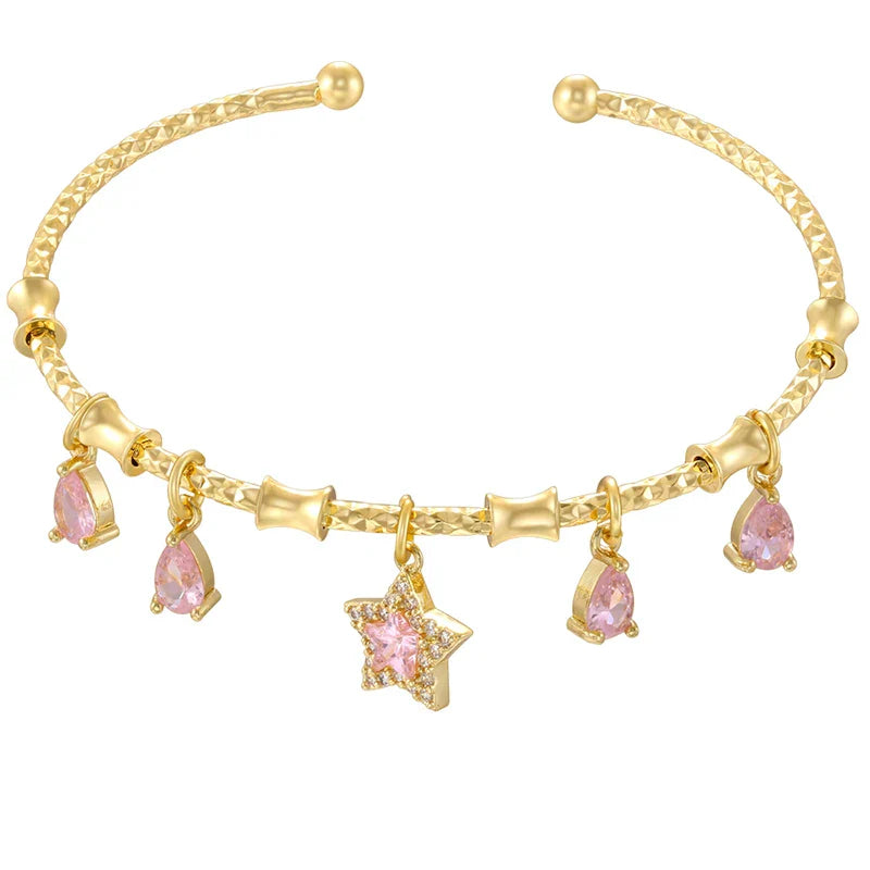 ZHUKOU candy charms bracelet for women Gold color romantic round charms bangles lady birthday gifts Man bracelet Jewelry VL338