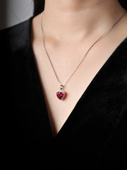 3.6ct Created Ruby Pendant Necklace No Chain 925 Sterling Silver