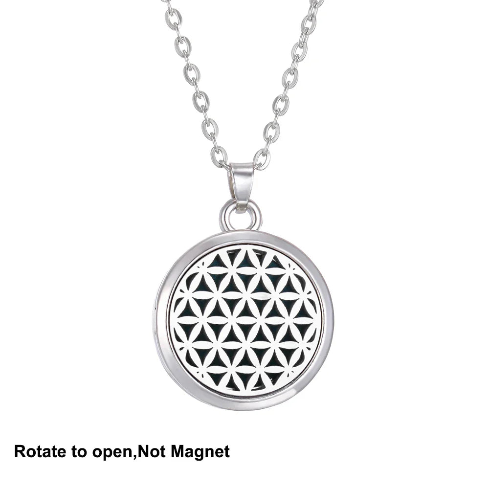 New Tree Of Life Aromatherapy Necklace Stainless Steel Essential Oil Diffuser Amulet Perfume Locket Pendant Women Jewelry Gift