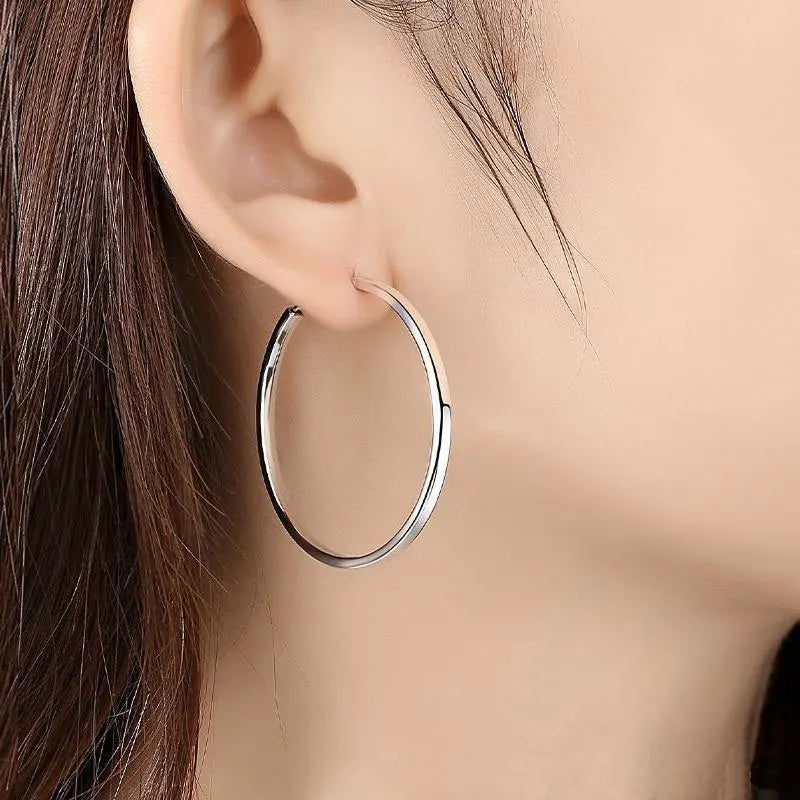 Senlissi - New Fashion 18K Gold Plated Hoop Earrings For Women 925 Sterling Silver Earring Cерьги Kольца Jewelry Girlfriend Gift