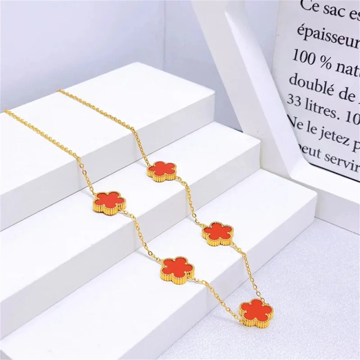 2/4Pcs 18K Gold Plated Five Leaf Flower Earring Necklace Bracelet Set for Women, Elegant Fashion Design Bracelet Jewelry Gifts