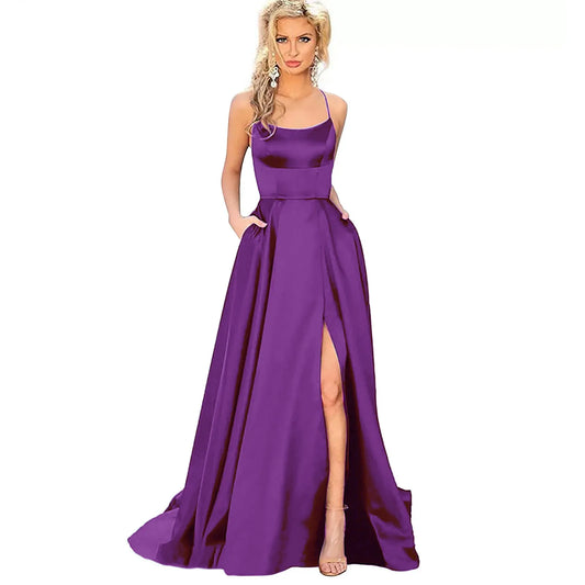 Evening wear Dresses: Ladies Halter Backless Long Female Elegant Formal Dresses