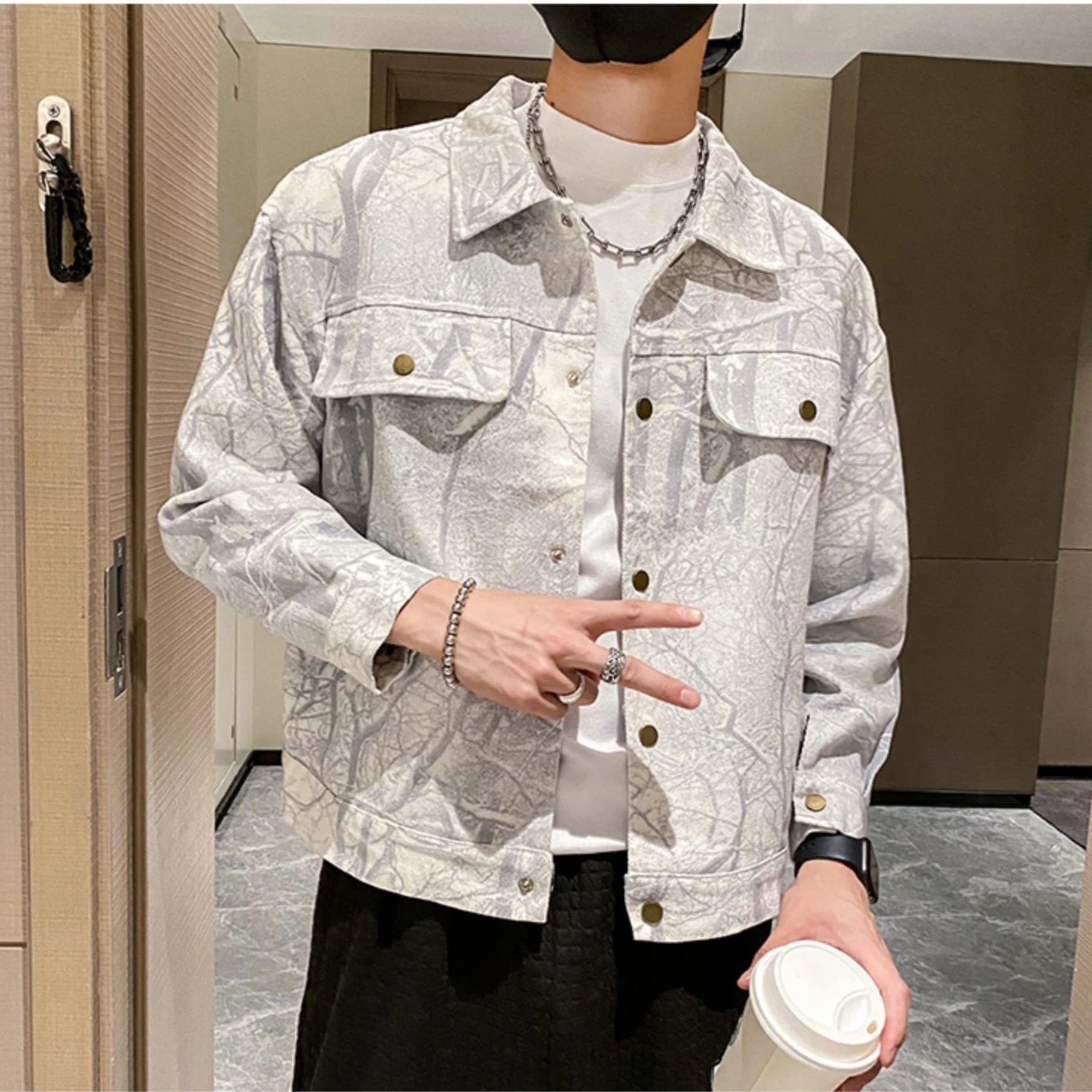 Autumn Denim Jacket Men Casua Social Streetwear Outwear Fashion Loose Streetwear Social Coat