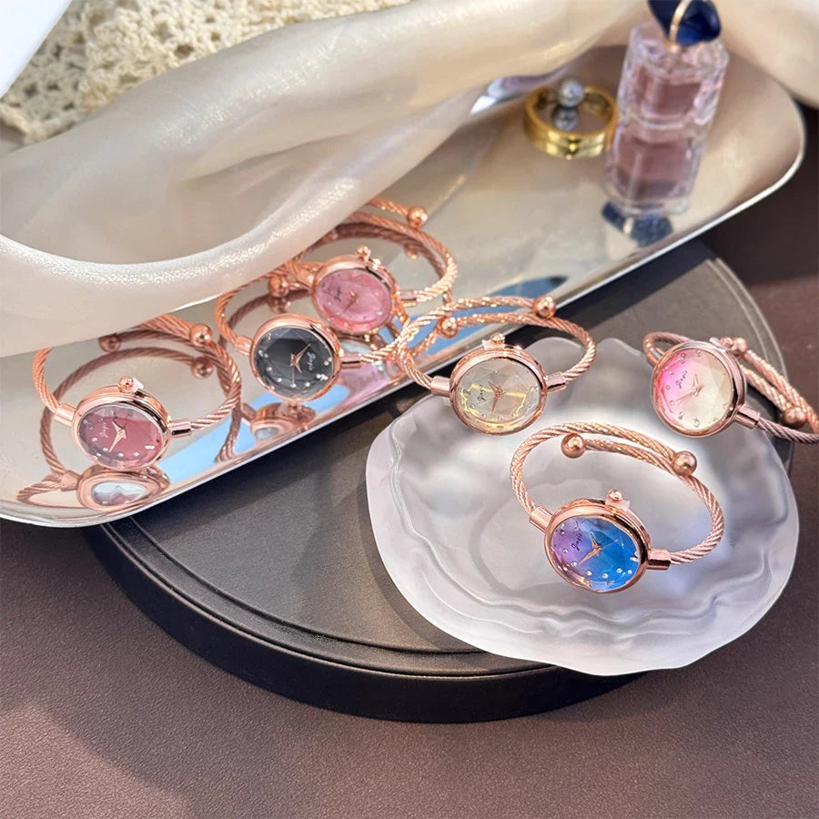 New Gradient Fresh Style Starry Sky Sunset Color Ladies Watch Student Fashion Bracelet Open Quartz Wristwatch