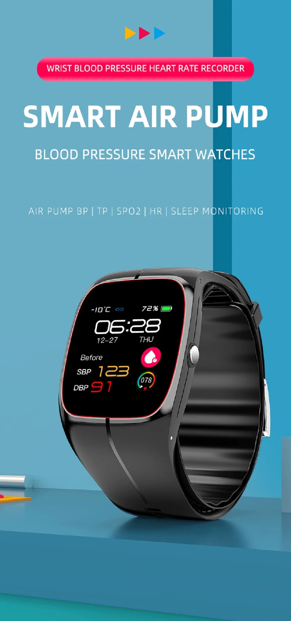 Blood Oxygen Blood Pressure Body Temperature Heart Rate Monitor Smartwatch Men Waterproof Sleep Sport Health Smart Watches Women