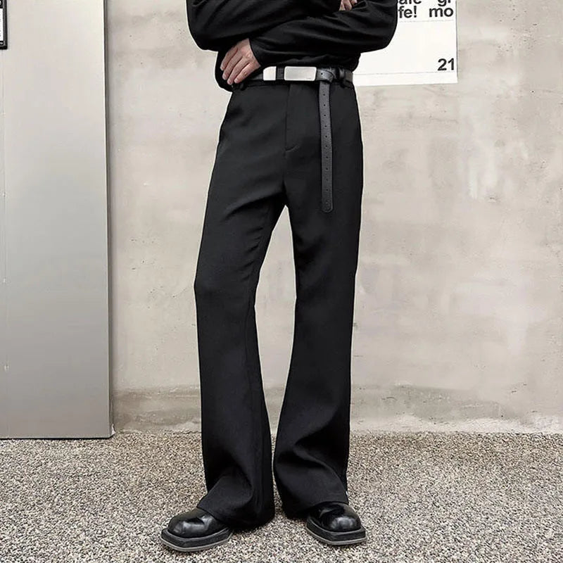 Trendy Male Suit Summer Pocket Minimalism Casual Solid Color Men Flare Trouser