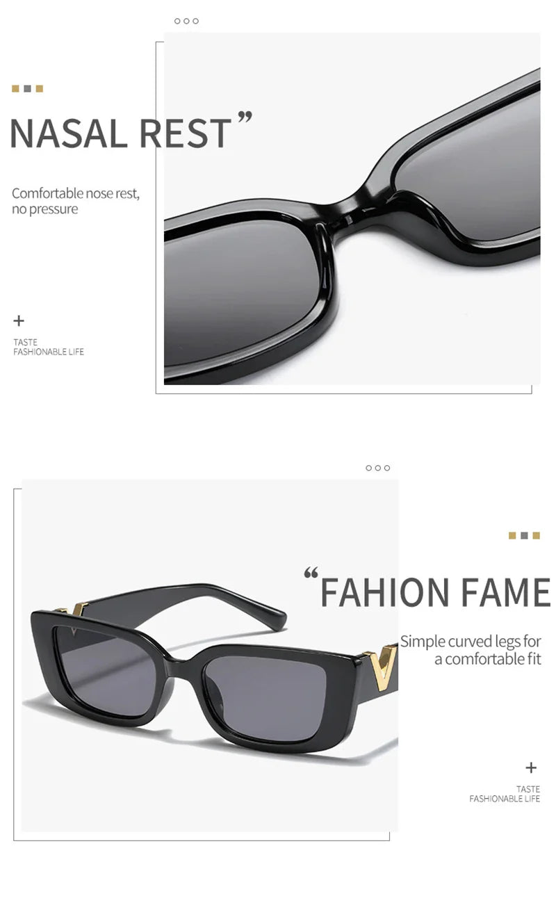 Fashion Cat Eye Sunglasses Luxury V Sun Glasses For Ladies Classic Rectangle Driving Eyewear UV400