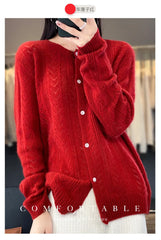 Wool Cardigan Womens Clothing O-neck Sweater Mujer Long Sleeve Tops Knitwears