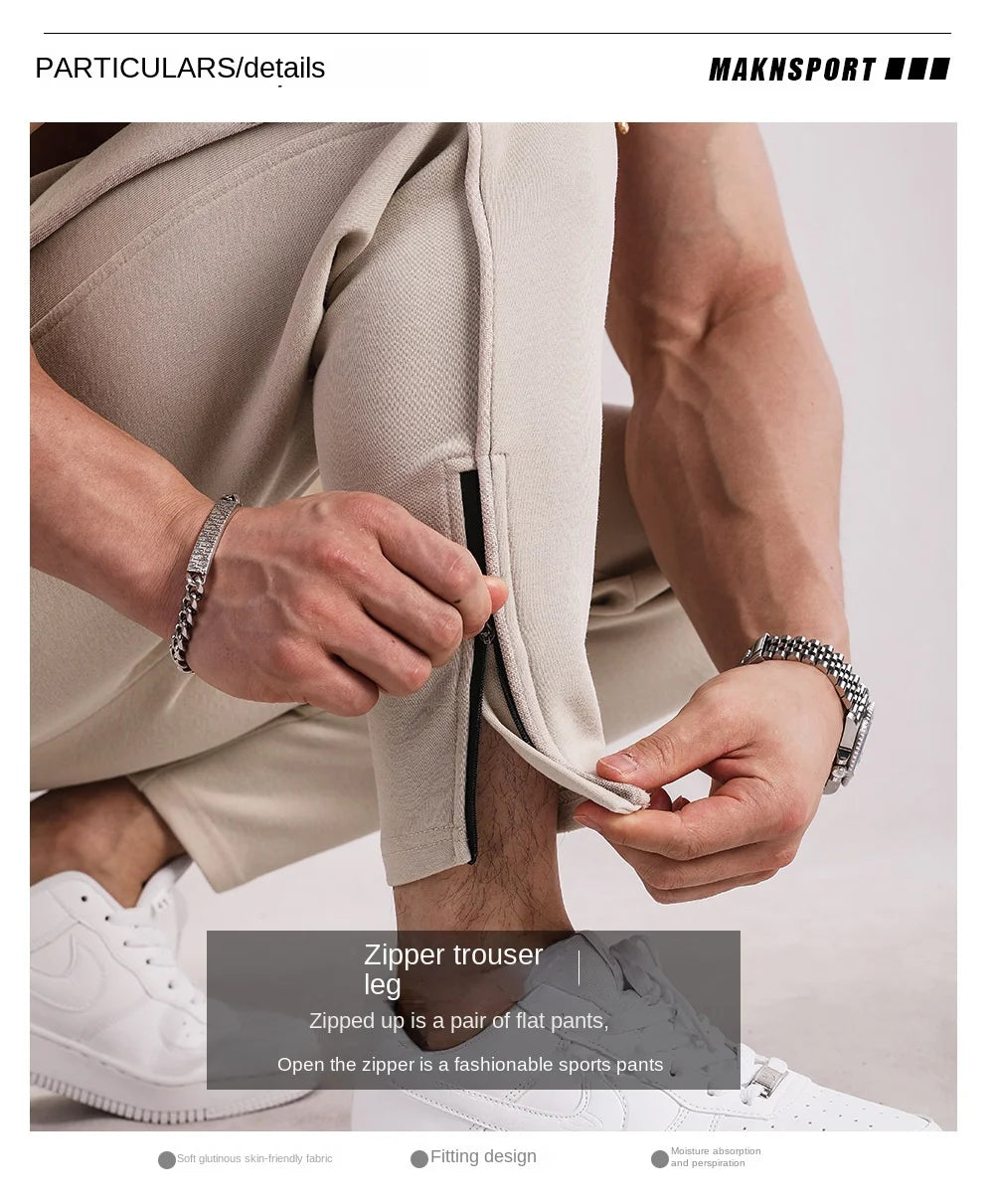 Men's Clothing Sport Casual Zipper Baggy Pants Cotton Long Trousers Outdoor Gym