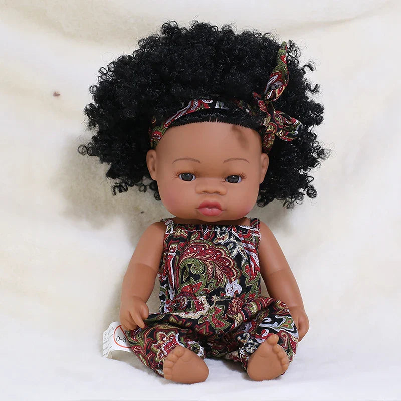 14inch Full Body Vinyl Bebe Reborn Dolls Soft Lifelike Baby Toys American Reborn Black Baby Doll Vinyl Baby Doll Toys Girls Boys