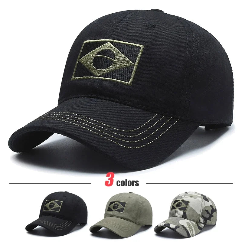 Spring and Autumn New Cotton Embroidered Brazilian Flag Baseball Cap Outdoor Cotton Men and Women Camouflage Sun Hat